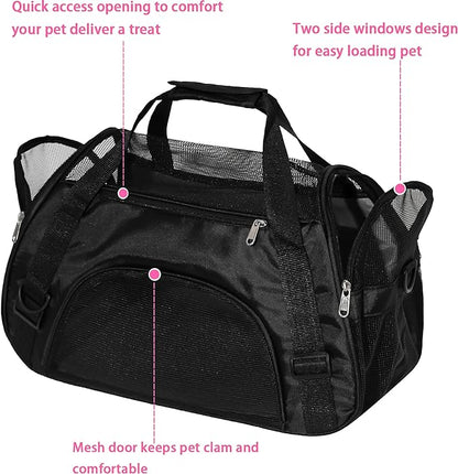 Pet Carrier Soft-Sided Carriers for Cat Carriers Dog Carrier for Small Medium Cats Dogs Puppies Pet Carrier Airline Approved up to 15 Lbs Cat Dog Pet Travel Carrier (Medium,Black)