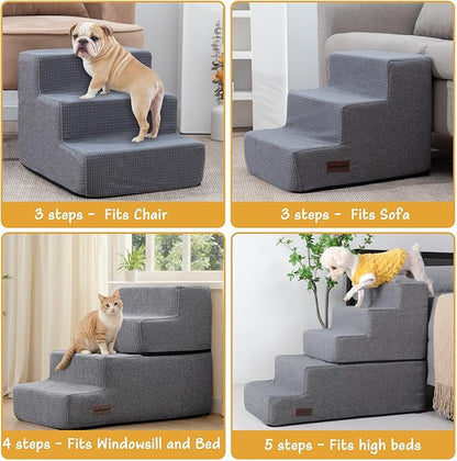 Dog Stairs for High Bed,4 Steps Pet Stairs for Small Dogs and Cats，Anti-Slip Removable Dog Steps for Bed,Bed Stairs for Dog