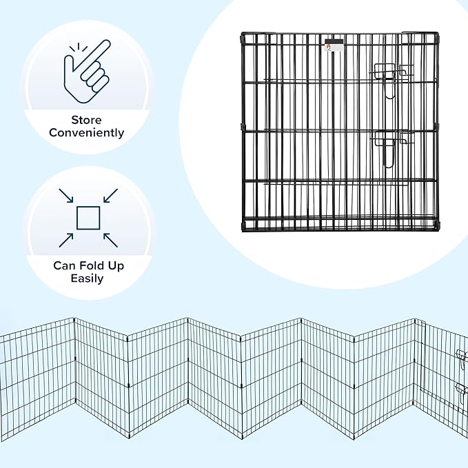 Puppy Playpen - Foldable Metal Exercise Enclosure with Eight 24-Inch Panels - Indoor/Outdoor Fence for Dogs, Cats, or Small Animals by PETMAKER