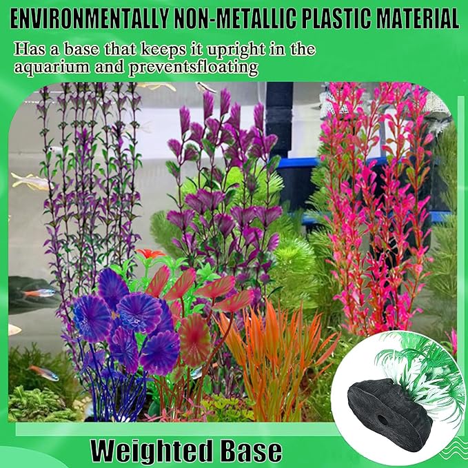 20 Pack Aquarium Plants, Fish Tank Decoration Colorful Artificial Fish Tank Decor Plants Aquarium Decorations for Household and Office Aquarium Simulation, Small to Large and Tall