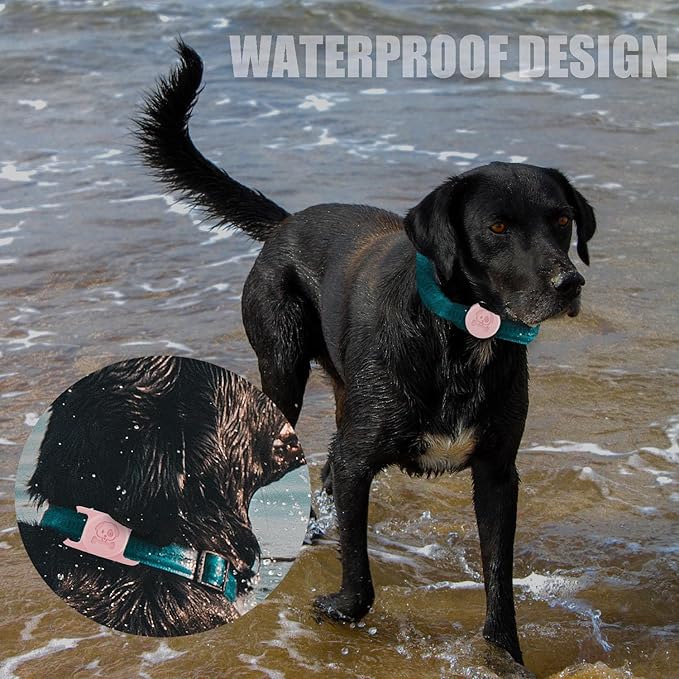 2 Pcs Pink Anti Lost Silicone Protective Case Compatible with Airtag for Dog Cat Pet Collar