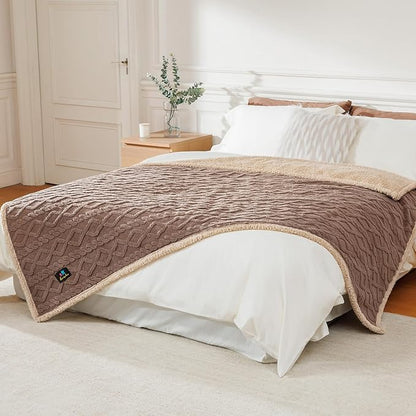 Waterproof Pet Blanket, Liquid Pee Proof Dog Blankets for Sofa Bed Couch, Reversible Sherpa Fleece Furniture Protector Cover for Small Medium Large Dogs Cats,Khaki X-Largeï¼85" x 57"ï¼