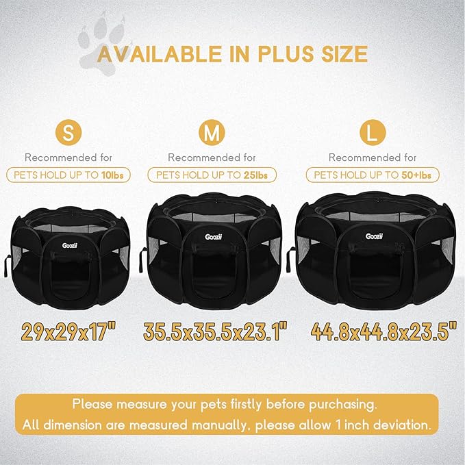 Puppy Playpen Indoor for Small Dogs, Portalble Pet Dog Play Pens Kennel Crate with Top Cover Floor Door Enclosed for Large Cats Animal as Dog Lovers (Black, Medium Size)