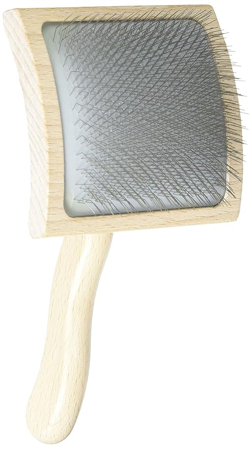Chris Christensen Mark VII Curved Slicker Dog Brush, Groom Like a Professional, Stainless Steel Pins, Lightweight Beech Wood Body, Ground and Polished Tips, Large
