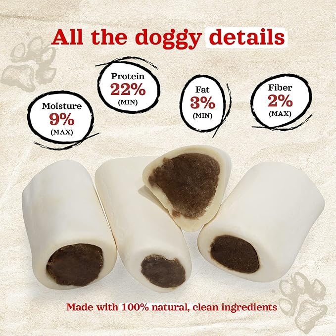 Natural Farm Bacon & Cheese Filled Bones (3-4 Inch, 6 Pack), Limited Ingredient, Natural Stuffed Dental Dog Bone Treats for Dogs, Made with Real Beef