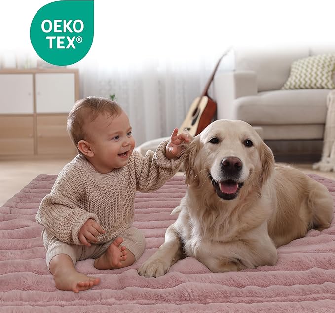 Waterproof Dog Blanket for Couch, Luxury Plush Washable Large Dogs Blankets for Furniture Protection, Super Soft Calming Pet Blanket for Indoors (Pink, 50"x60")