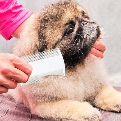 12 Pcs Pet Flea Comb Cat Metal Dog Comb Massage Dog Flea Comb Lice Combs Tick Comb for Dogs Flea Brush for Cat Fluffy hair Dog Grooming Tools
