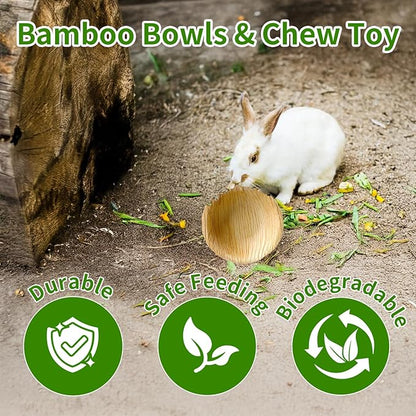 30 Pcs Disposable Palm Leaf Bowls 4 inch Bowl for Rabbits, Compostable Like Bamboo Bowls Disposable Bowl Bunny Chew Toys Chewable Dish for Rabbits & Bunnies,Small Pets