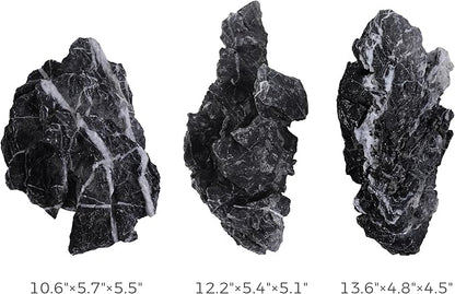 10-12 Inches Natural Seiryu Stone 3 PCS Extra Large Aquarium Rocks for Aquascaping, Aquarium Landscaping, Terrariums, Fish Tank Decoration, Vivariums, Paludarium, Amphibian Enclosures