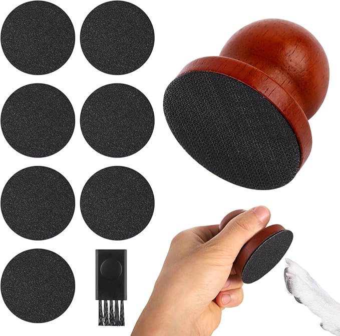 Dog Nail File, Wooden Dog Nail Scraper Dog Scratch Pad with 7pcs Replaceable Sandpaper & Cleaning Brush Stress Free Dog Nails Grinder Board Trimmer for Pets Dogs Cats