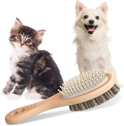 PAWFUME 2-in-1 Cat & Dog Brush  Sculpt Salon-Soft Coats in Minutes  Rubber-Tipped Pins, Smooth Tangles, Wood-Handle Comfort, & Gently Massages Skin  Doubles as a Cat Brush for All Breeds