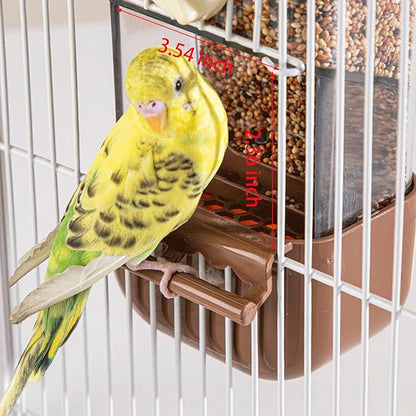 No Mess Bird Feeder Water Dispenser Set, Automatic Transparent Parrot Feeder Acrylic Parrot Food Container Drinker Cage Accessories for Small Birds Canary Parakeet Finch (Blue+Blue, 1)