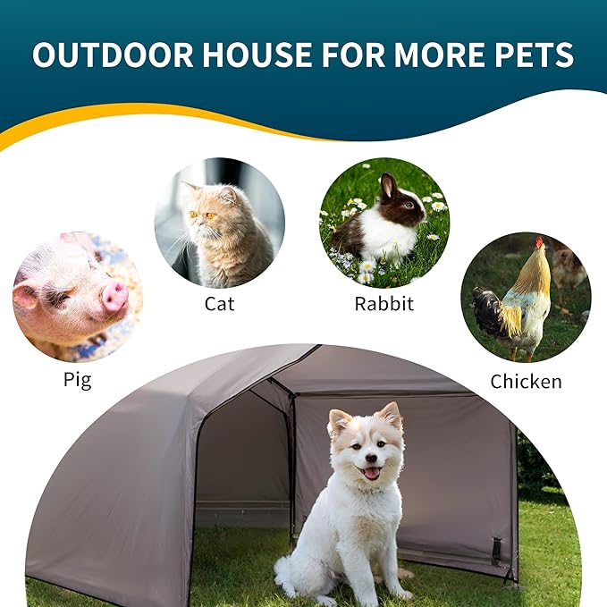 Dog Tent Outdoor, Extra Large Dog House Outside, Big Dog Shade Shelter Waterproof Weatherproof Doghouse Canopy with Ground Nails, Sun Rain Cover for Pet Cat Goat Livestock, 4'x 4'x 3.3', Gray