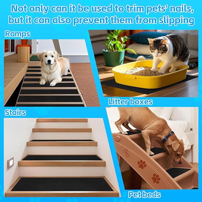 Pet Nail Self Adhesive Replacement Emery Paper, Eases Dog Nail Trimming Anxiety, Suitable for Doors and Walls(10in*13ft, Black)