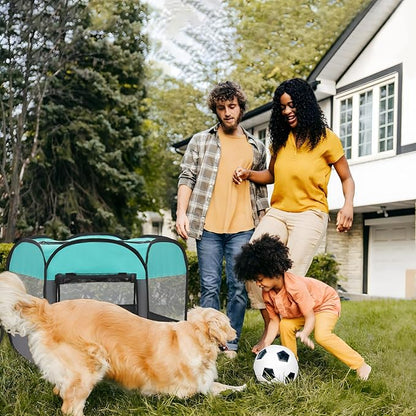 Pet Puppy Playpen for Cat Dog Indoor Outdoor, Foldable Portable Tent, Pop Up Dog Kitten Kennel Playpen with Carrying Case and Bowl,Green,Small