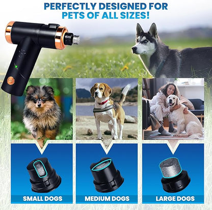 Dog Nail Grinder with LED Light, Extremely Quiet Electric Pet Nail Trimmer, 2-Speed, Rechargeable Lithium Ion Battery, Small Medium Large Dogs & Cats Nail & Claw Grooming Nail Filer