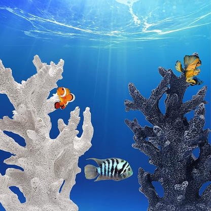 PINVNBY Artificial Coral Ornament Aquarium Sea Plants Decoration Underwater Craft Resin Fish Tank Landscape (Blue)