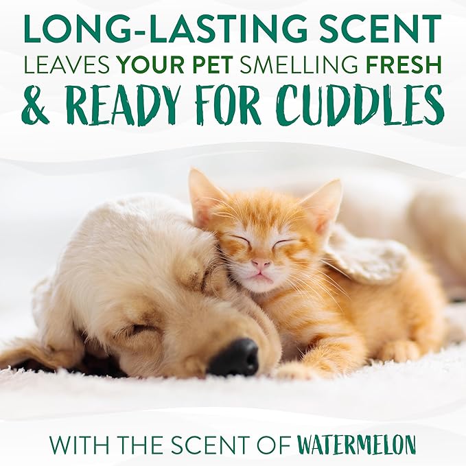 TropiClean Watermelon Waterless Shampoo | Dry Shampoo for Cats & Dogs | Cat & Dog Bath Supplies 7.4 oz | Made in The USA