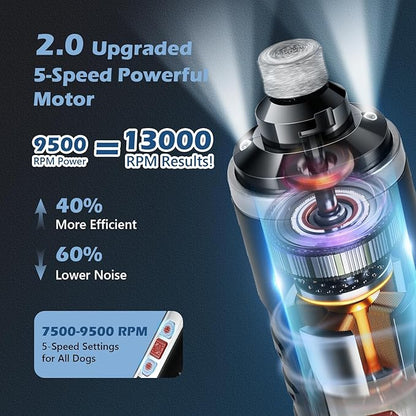 Dog Nail Grinder, Quiet Pet Nail Trimmer, Rechargeable Electric Dog Nail Trimmer, for Large Medium Small Dogs