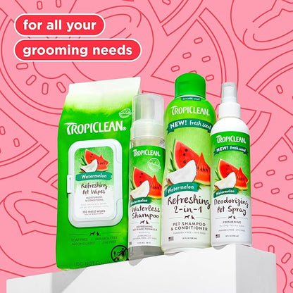 TropiClean 2-in-1 Dog Shampoo and Conditioner, Moisturizing Dog Detangler, Puppy Safe, Made in the USA, Watermelon Scent, Cat & Kitten Safe, 20oz.