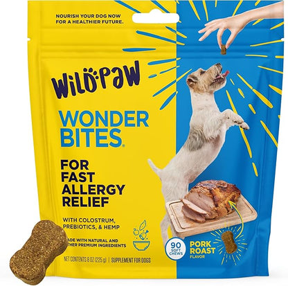 WILDPAW WonderBites for Fast Allergy Relief - Pet Supplement to Support Itchy Skin & Allergy Relief - Dog Skin & Coat Health Supplement - 90 Soft Chews