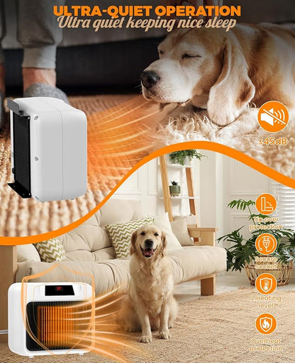 Dog House Heater With Thermostat,Heated Dog House With 6FT Anti Chew Cord and 2 Heating Mode (300/600W), Safe Pet House Heater for Dogs Chicken Coops Rabbits