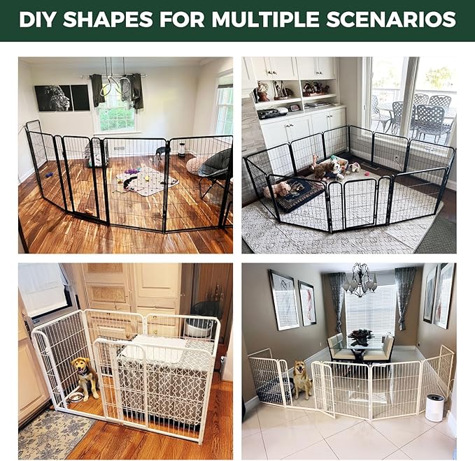 FXW Homeplus Dog Playpen for Indoor Use - Stress-Free and Safe Play, Heavy Duty 45 Inch 8 Panels Dog Pen for Large Dogs, Black_atented