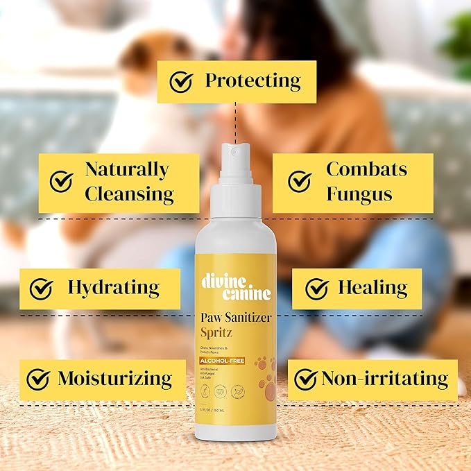 Dog Paw Cleaner - 5.1 Fl Oz of Alcohol Free Paw Sanitizer Spritz - Made with Aloe, Copaiba Oil, and Lemongrass Oil to Nourish and Clean Paws - Made in The USA