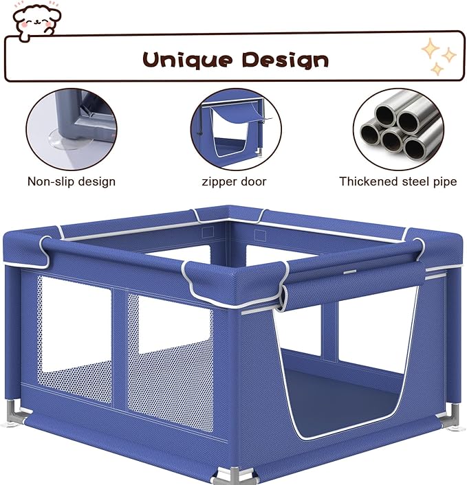 Dog Playpen 42 _ 42 Inch, Puppy PlayPen with Gate for Puppies, Small and Medium Dogs, Pet PlayPen for Outdoors & Indoors
