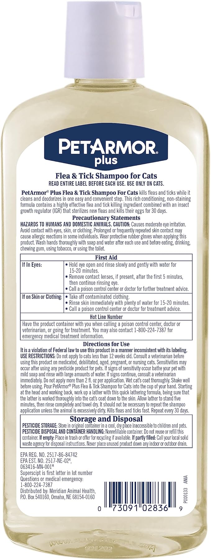 PetArmor Plus Flea and Tick Shampoo for Cats, Kills and Prevents Against Fleas and Ticks, Spring Freesia Scent, 12 fl. oz.