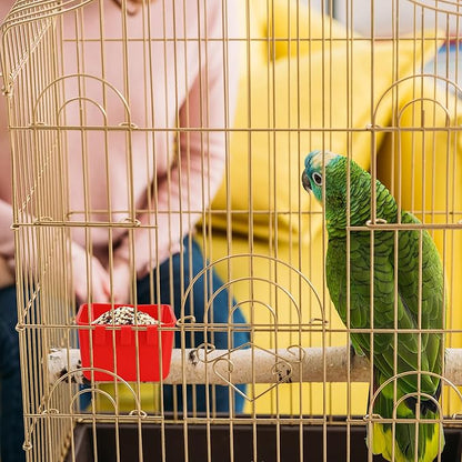 40 Pcs Cage Cups Chicken Feeder Cups 16 oz Hanging Bird Food Water Cups Bunny Cage Feeding Bowl Dish for Pet Parrot Rooster Parakeet Gamefowl Poultry Pigeon Wire Cage(Red)