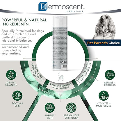 Dermoscent PYOclean Shampoo for Dogs & Cats - Anti-Itch Sensitive Formula to Control Skin Infections & Allergy Symptoms - 200 ml