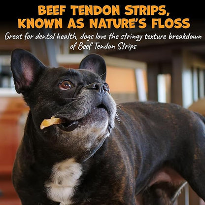 Beef Tendons for Large Dogs & Medium Breeds - Digestible Chews & Dog Treats for Large Dogs - Single Ingredient Dog Chew Sticks - 7-10" (12ct)