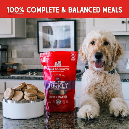 Stella & Chewy's Freeze Dried Raw Dinner Patties  Grain Free Dog Food, Protein Rich Tantalizing Turkey Recipe  5.5 oz Bag