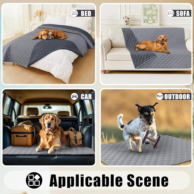 Smiry Waterproof Dog Blanket, Soft Dog Bed Cover Pet Blanket, Reversible Couch Cover for Dogs Washable, Pet Couch Covers for Sofa Furniture Protector for Puppy Cat (30x53 Inch, Grey/Dark Grey)