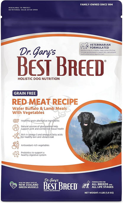 Best Breed Dr. Gary's Grain Free Red Meat Recipe Slow-Cooked in USA [Natural Dry Dog Food for All Breeds and Sizes] - 13lbs., Dark Brown