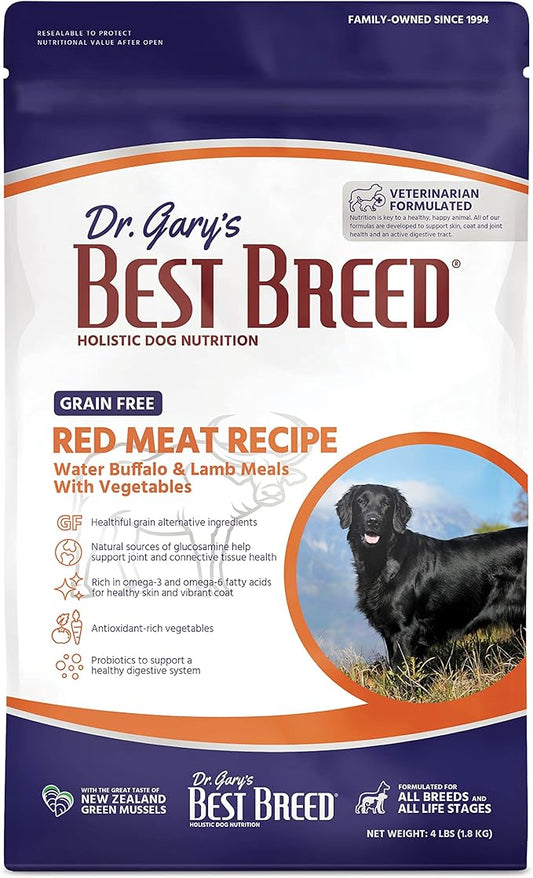 Best Breed Dr. Gary's Grain Free Red Meat Recipe Slow-Cooked in USA [Natural Dry Dog Food for All Breeds and Sizes] - 13lbs., Dark Brown