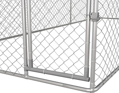 PawHut Large Dog Kennel Outside, Heavy Duty Dog Cage with Waterproof Cover, Outdoor Fence Dog Run with Galvanized Chain Link, Secure Lock, 19.7' x 7.5' x 4.9'