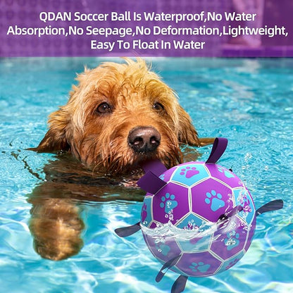 QDAN Dog Ropes Toys Soccer Ball with Straps, Interactive Dog Toys for Tug of War, Puppy Birthday Gifts, Dog Tug Toy, Dog Water Toy, Durable Dog Balls for Medium Dogs-Blue（6 Inch）