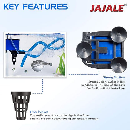 660 GPH Powerhead Submersible Pump - 3 in 1 Aquarium Fish Tank Pump with Oxygenation, Filtration & Water Cycling, 6.6 ft max lift, 35W - 4 Pack