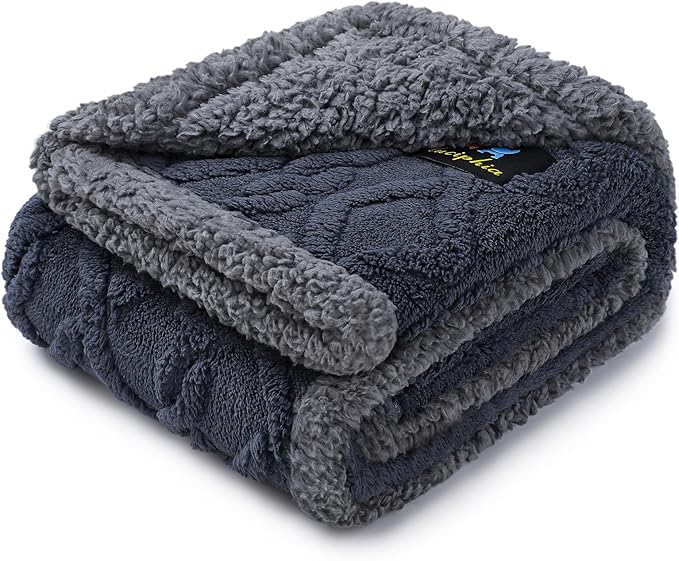Waterproof Pet Blanket, Liquid Pee Proof Dog Blankets for Sofa Bed Couch, Reversible Sherpa Fleece Furniture Protector Cover for Small Medium Large Dogs Cats,Dark Grey Mediumï¼57" x 40"ï¼