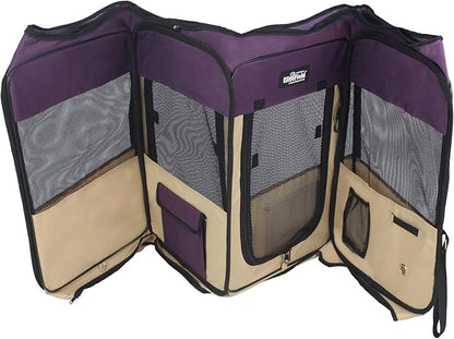 EliteField 2-Door Soft Pet Playpen (2 Year Warranty), Exercise Pen, Multiple Sizes and Colors Available for Dogs, Cats and Other Pets (36" x 36" x 24"H, Purple+Beige)