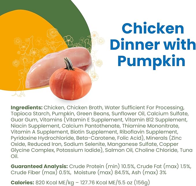 Almo Nature HQS Complete Wet Dog Food Chicken Dinner with Pumpkin 5.5 oz (Pack of 12)