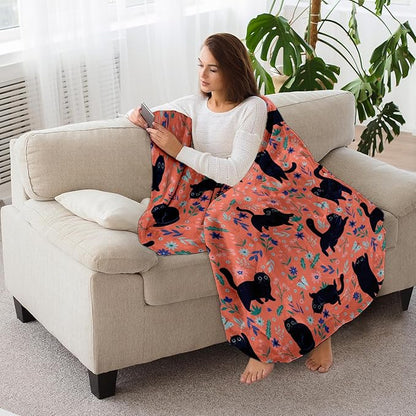 Cat Blanket, Cats Gifts for Girls Women, Cat Gift for Cats Lovers, Birthday Gifts Decor Throw Blanket 50"x60"