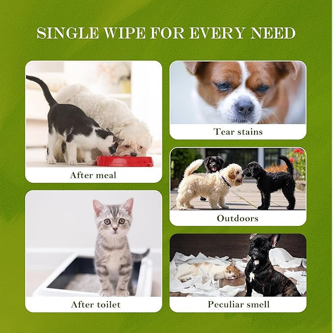 Unscented Hypoallergenic Pet Wipes - Deodorizing Cleaning Wipes for Dogs & Cats, Alcohol-Free & pH Balanced, Thick & Large Wipes for Paws, Body, Bum & Face, (320 Count, More favorable)