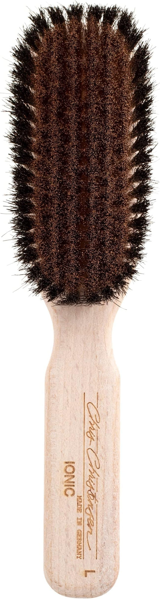 Chris Christensen Boar Dog Brush, Groom Like a Professional, Ionic Series, Brass Bristles, Positive Ionic Charge Pulls Debris and Dander, Large