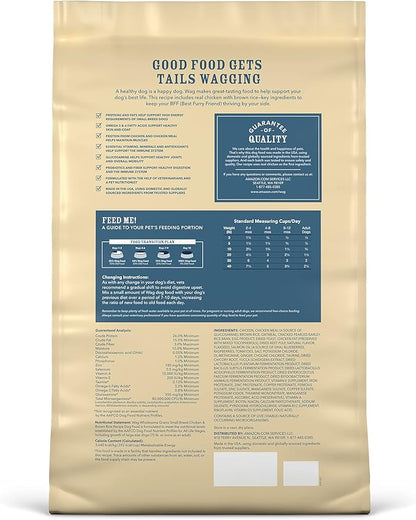 Amazon Brand – Wag Small Breed Dry Dog Food, Chicken and Brown Rice, 15 lb Bag