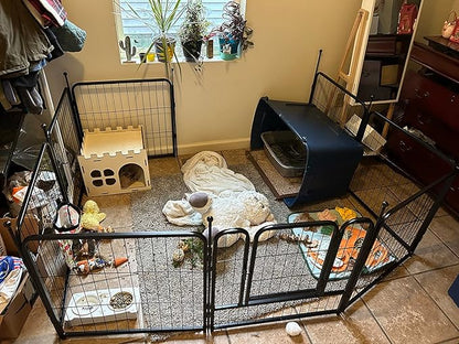 Dog Playpen,Portable Outdoor Dog Fence, Dog Playpen for Large/Medium/Small Dogs, Dog Fences for The Yard,with Doors Foldable Metal (24 inch, 32 Panels)