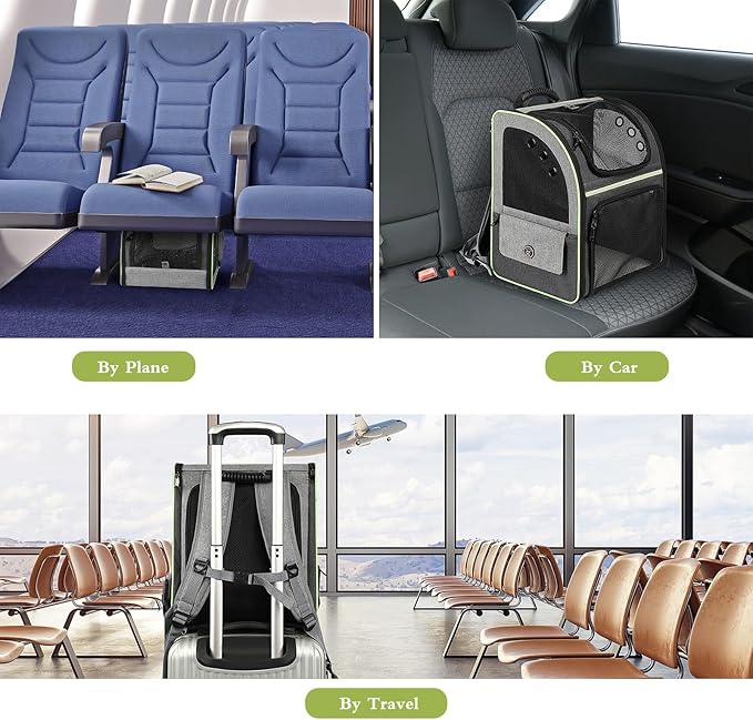 Cat Carrier Backpack, Large Cat Backpack Carrier Soft, Expandable Airline Approved Cat Carrier for Small Dogs Puppies Medium Cats Suitable for Hiking/Camping