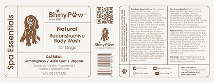 Oatmeal Shampoo for Dogs | ShinyPaw Dog Shampoo for Allergies and Itching | Controls Dog Shedding Naturally | Itchy Skin Relief for Dogs | Tearless Dog Shampoo & Conditioner Made in The USA | 16 oz